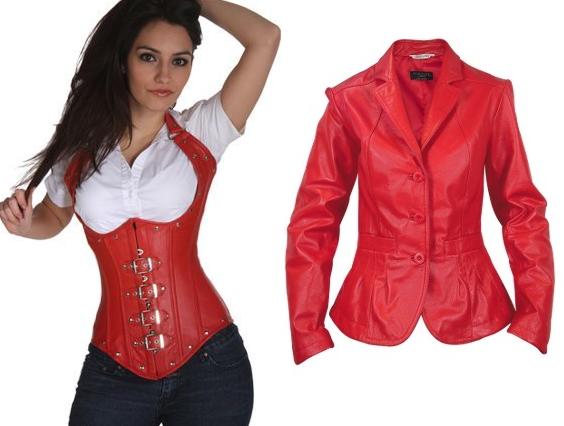 red leather apparels