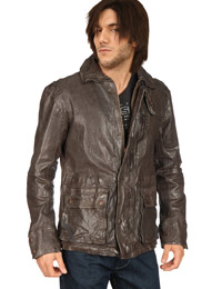 Crushed Flap Pocket Leather Jacket from leathericon.com