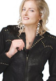 Studded full sleeve motorcycle leather jacket