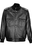 Fantastic Leather Bomber Jacket with Epaulets