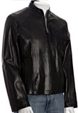 Exquisite Leather Bomber Jacket with Band Collar