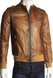 Dramatic Dual Shaded Leather Bomber for Men