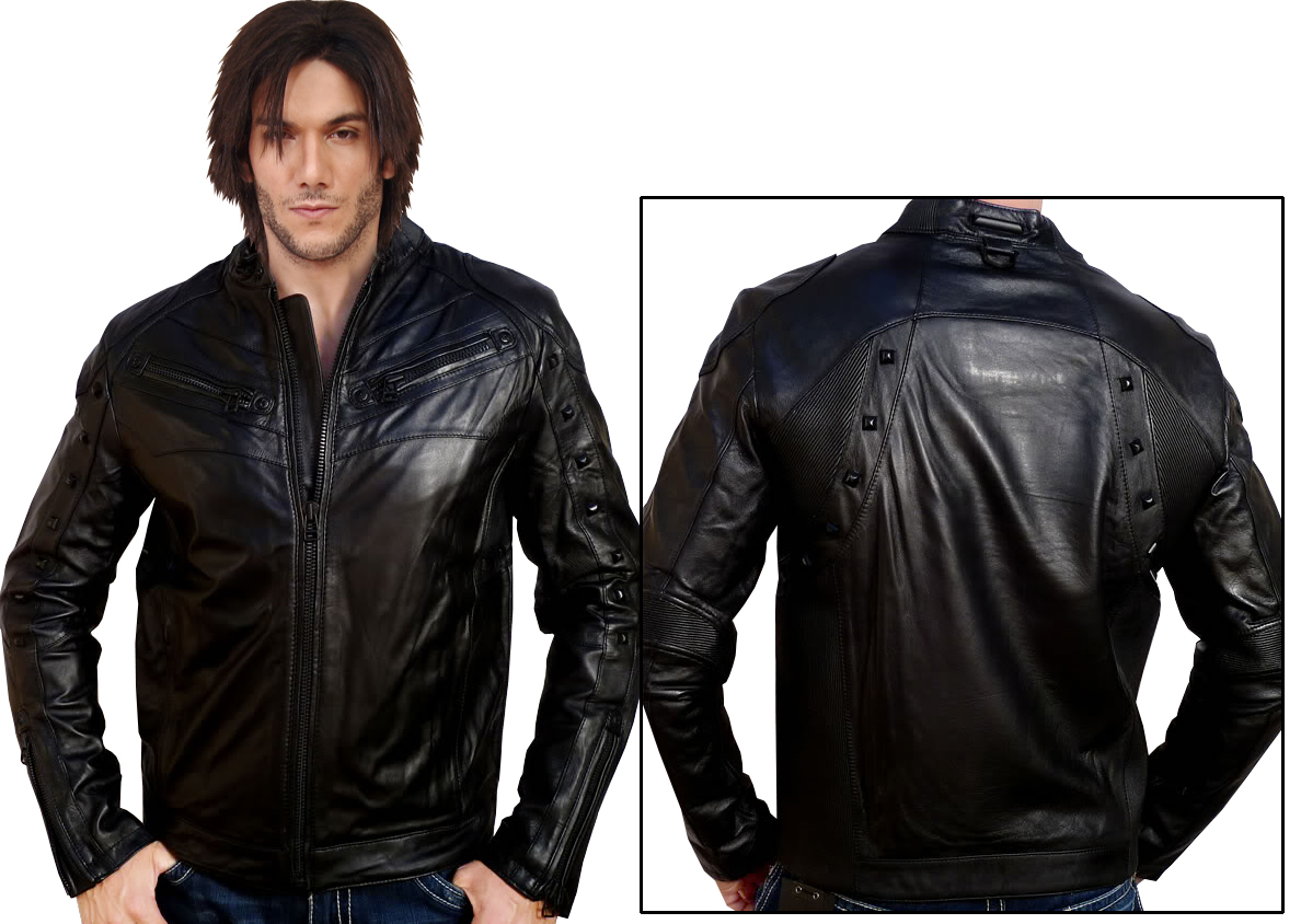 Splendid Leather Bomber Jacket with Buttons