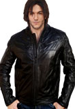 Splendid Leather Bomber Jacket with Buttons