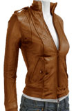 Slim Fit Leather Bomber Jacket for Women