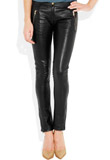 Celebrity Leather Pants with Front Zipper Pocket