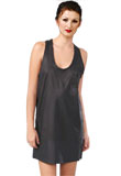 Short Dresses | U-Neckline Leather Dress