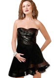 Strapless Leather With Fabric Dress for Womens