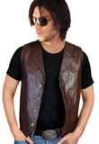 Excellent Four Button Leather Vest | Mens Leather Vests for New Year 