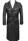 Mens Classic Leather Trench Coat for New Year Party
