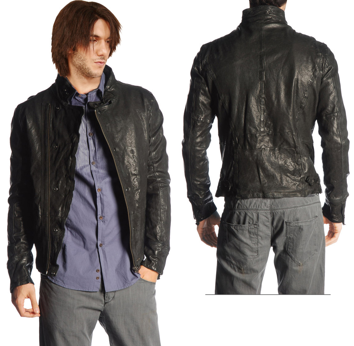 Rugged Front Zippered leather jacket