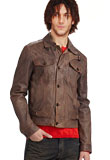 Spring Leather Jacket with Flap Buttoned Pockets