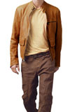 Mens Cardigan Style Lamb Leather Jacket