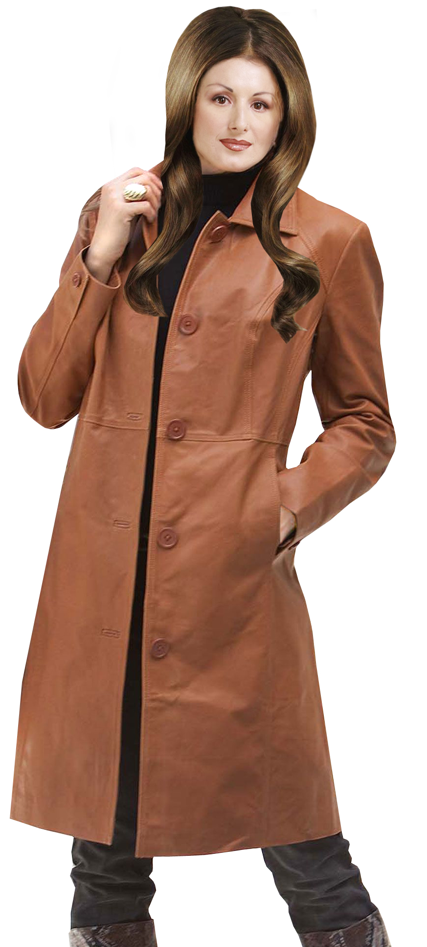 Stylish Leather Trench Coat Womens Leather Coat