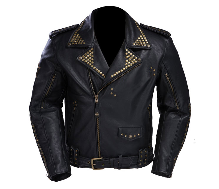 Studded Mens Winter Leather Jacket
