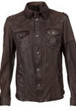 Front Button Closure and Flap Pockets Leather Jacket