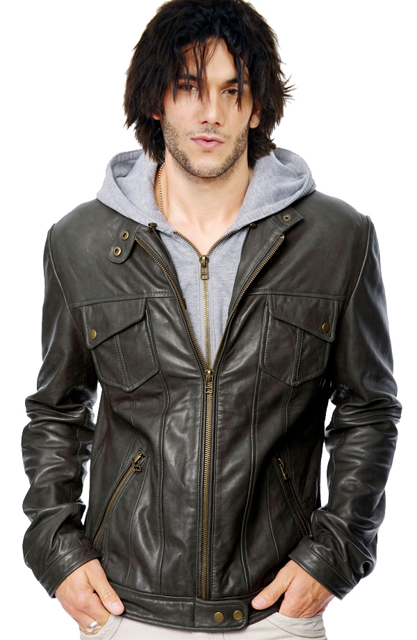 Rugged Front Zipper Leather Jacket for Youth Day 2010