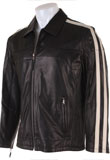 Two Stripe Leather jacket | Classic White Stripe cycle jacket