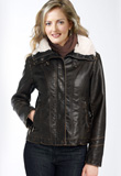 Fur Collar Premium Leather Jacket for Women