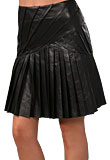 Knife Pleated Short Leather Skirt|Leather Skirts