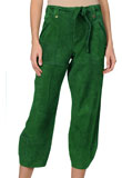 Superb Suede Leather Womans 3/4th | Green Leather Pants for St Patricks Day