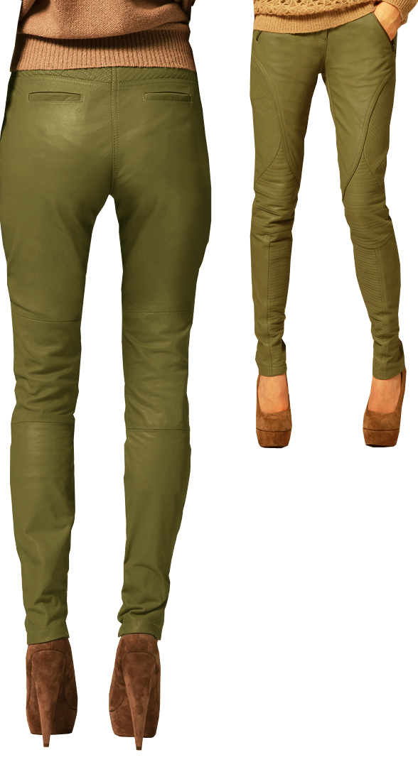 dark green leather pants