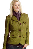 Splendid Notch Collared Leather Jacket | Green Leather Jacket