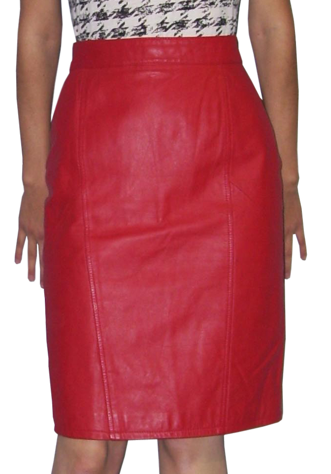 Straight Fit Knee length Leather Skirt