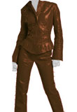 Front Zipper Lamb Leather Jacket and Pant