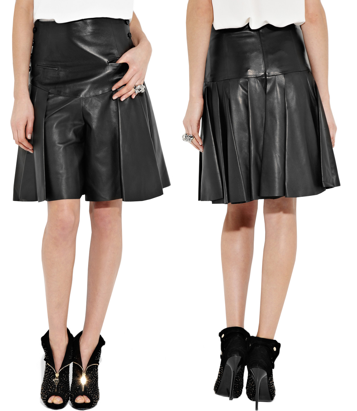 Superb Knee Length Leather Skirt Leather Skirts for Womens Day