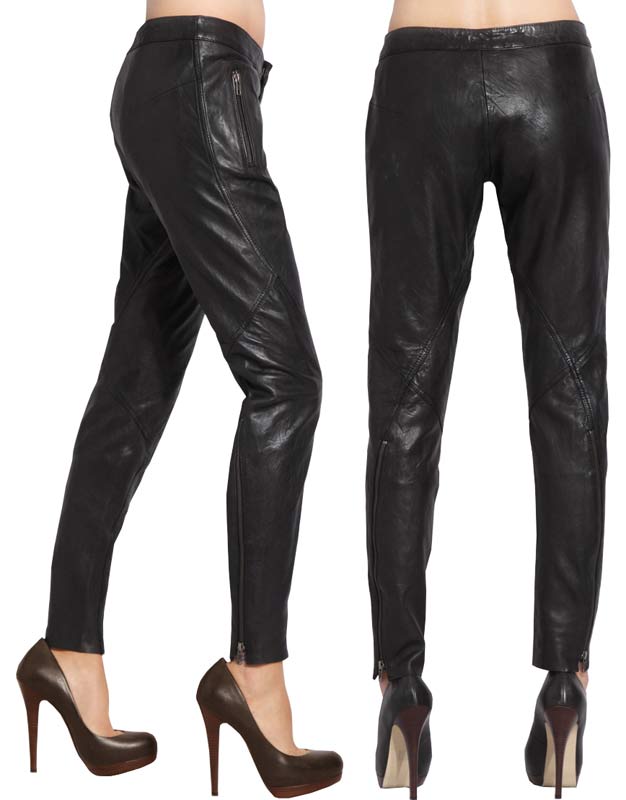 Womens Leather Pants Sensual Zippered Leather Pants