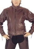 Side Laced Brown ladies leather biker jacket