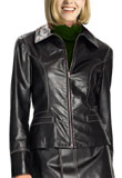 Cheap Front Zipper Womens Leather Blazer