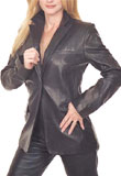 Buy Online Hip Length Leather Blazer 