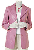 Three 3 Button Pink Leather Blazer | Hip Length Leather Blazer