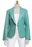 Single 1 Button Slim Fit Leather Blazer | Scalloped Collar Lamb Leather Blazer