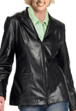 Black Hip Length Leather Blazer 