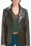 Classic Single Button Leather Blazer