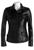 Black Funnel Neck Leather Bomber | Four Flap Pocket Leather Bomber