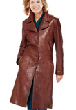 Women Full sleeves  slim-fit soft lamb leather coat with button front