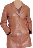 Ladies relaxed three button front lamb leather car coat