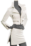 Notch collar Leather Jacket and Mini Skirt