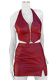 Designer Halter Leather Vest and Side Cut Skirt