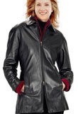 Mid length black leather jacket