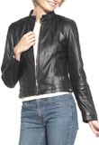 Women classic black leather jacket