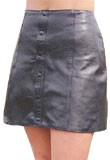 black leather skirt with front button